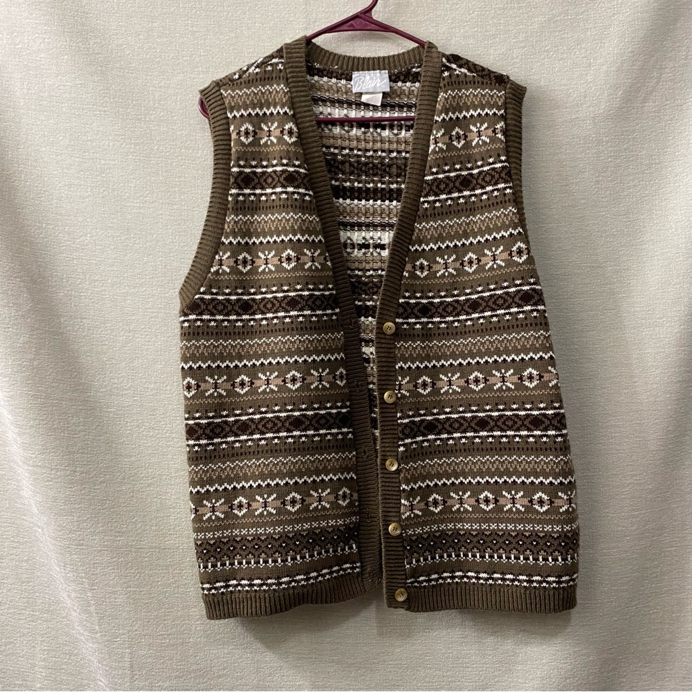 Brown Patterned Sweater Vest